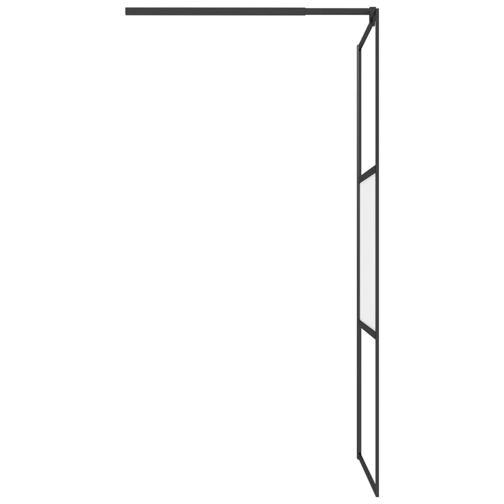 Walk-in Shower Wall 80x195 cm Half Frosted ESG Glass Black