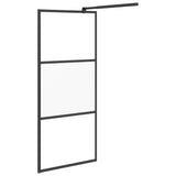 Walk-in Shower Wall 90x195 cm Half Frosted ESG Glass Black