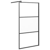 Walk-in Shower Wall 100x195 cm Half Frosted ESG Glass Black