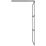 Walk-in Shower Wall 100x195 cm Half Frosted ESG Glass Black