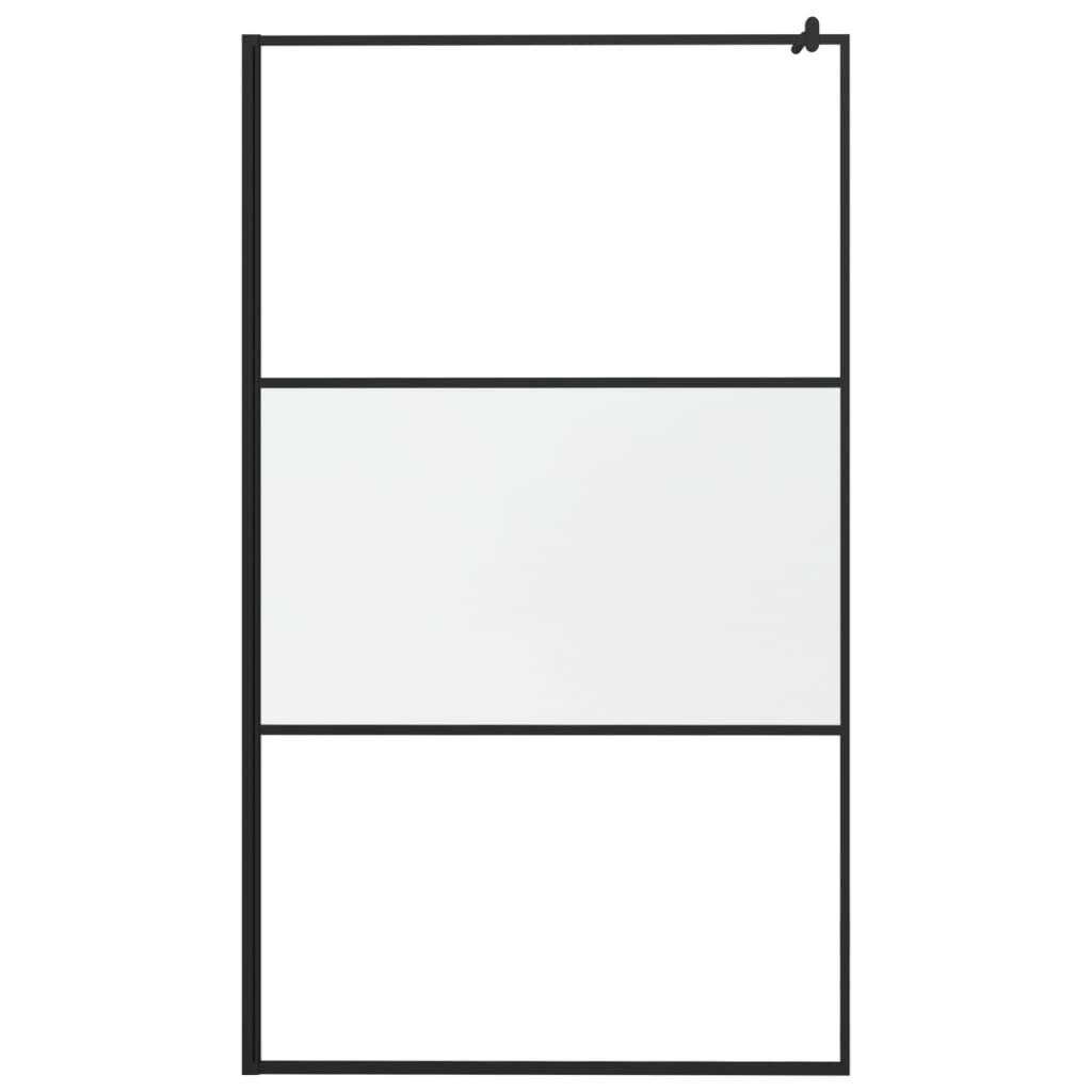 Walk-in Shower Wall 115x195 cm Half Frosted ESG Glass Black