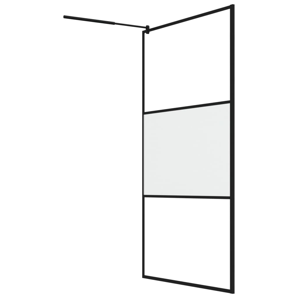 Walk-in Shower Wall 115x195 cm Half Frosted ESG Glass Black