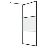 Walk-in Shower Wall 115x195 cm Half Frosted ESG Glass Black