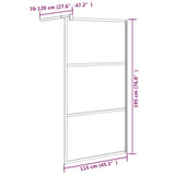 Walk-in Shower Wall 115x195 cm Half Frosted ESG Glass Black