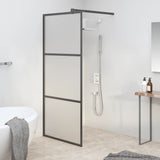 Walk-in Shower Wall 90x195 cm Frosted ESG Glass Black