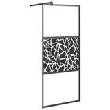 Walk-in Shower Wall 80x195cm ESG Glass with Stone Design Black