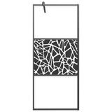 Walk-in Shower Wall 80x195cm ESG Glass with Stone Design Black