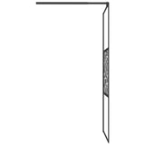 Walk-in Shower Wall 80x195cm ESG Glass with Stone Design Black