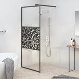 Walk-in Shower Wall 80x195cm ESG Glass with Stone Design Black