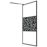 Walk-in Shower Wall 115x195cm ESG Glass with Stone Design Black