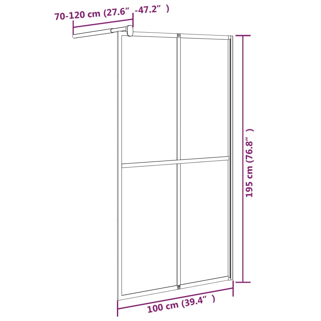 Walk-in Shower Screen 100x195cm Dark Tempered Glass