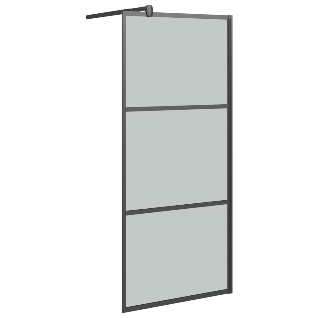 Walk-in Shower Wall 90x195cm Dark ESG Glass Black