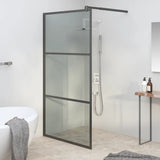 Walk-in Shower Wall 115x195cm Dark ESG Glass Black