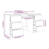 Writing Desk Smoked Oak 140x50x77 cm Engineered Wood