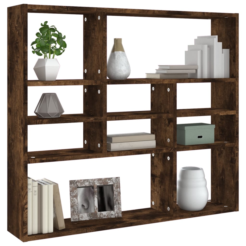 Wall Shelf Smoked Oak 90x16x78 cm Engineered Wood