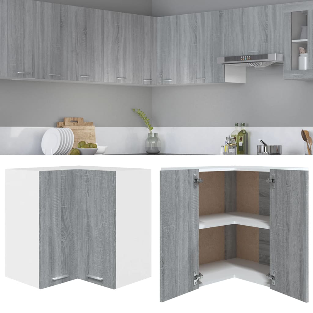 Hanging Corner Cabinet Lyon Grey Sonoma 57x57x60 cm Engineered Wood