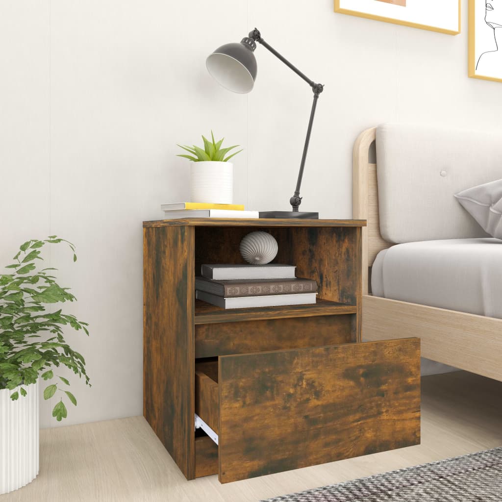 Bedside Cabinet Smoked Oak 40x40x50 cm Engineered Wood