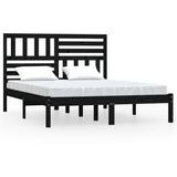 Bed Frame without Mattress Black Solid Wood Pine 140x200 cm