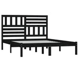 Bed Frame without Mattress Black Solid Wood Pine 140x200 cm