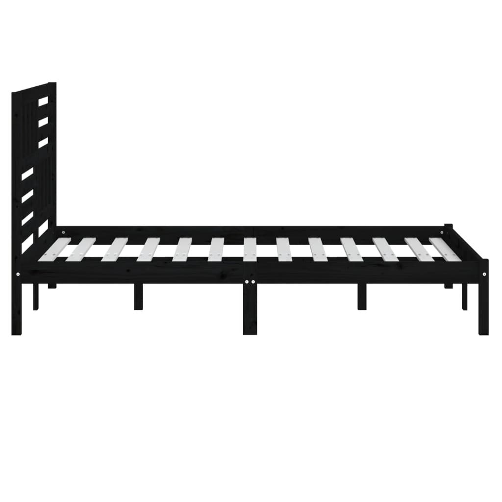 Bed Frame without Mattress Black Solid Wood Pine 140x200 cm