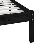 Bed Frame without Mattress Black Solid Wood Pine 140x200 cm