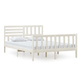 3101154 vidaXL Bed Frame without Mattress White Solid Wood 140x200 cm (810083+814145)