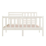 3101154 vidaXL Bed Frame without Mattress White Solid Wood 140x200 cm (810083+814145)