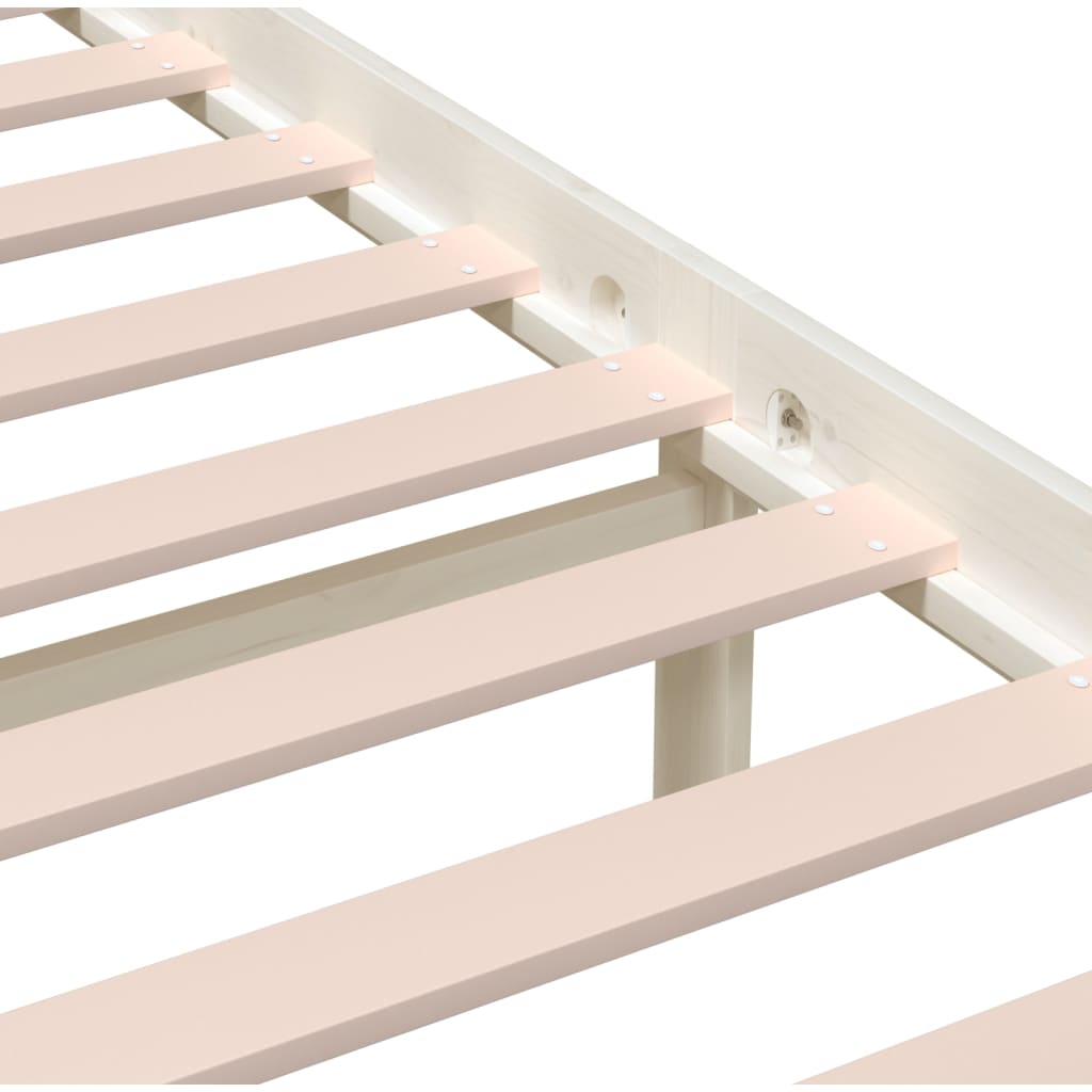 3101154 vidaXL Bed Frame without Mattress White Solid Wood 140x200 cm (810083+814145)