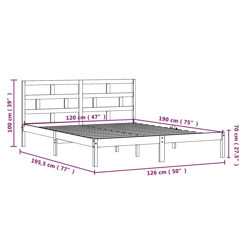 Bed Frame without Mattress Small Double Solid Wood