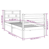 Bed Frame without Mattress 75x190 cm Small Single Small Single Solid Wood