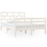 Bed Frame without Mattress White Double Solid Wood