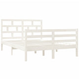 Bed Frame without Mattress White Double Solid Wood