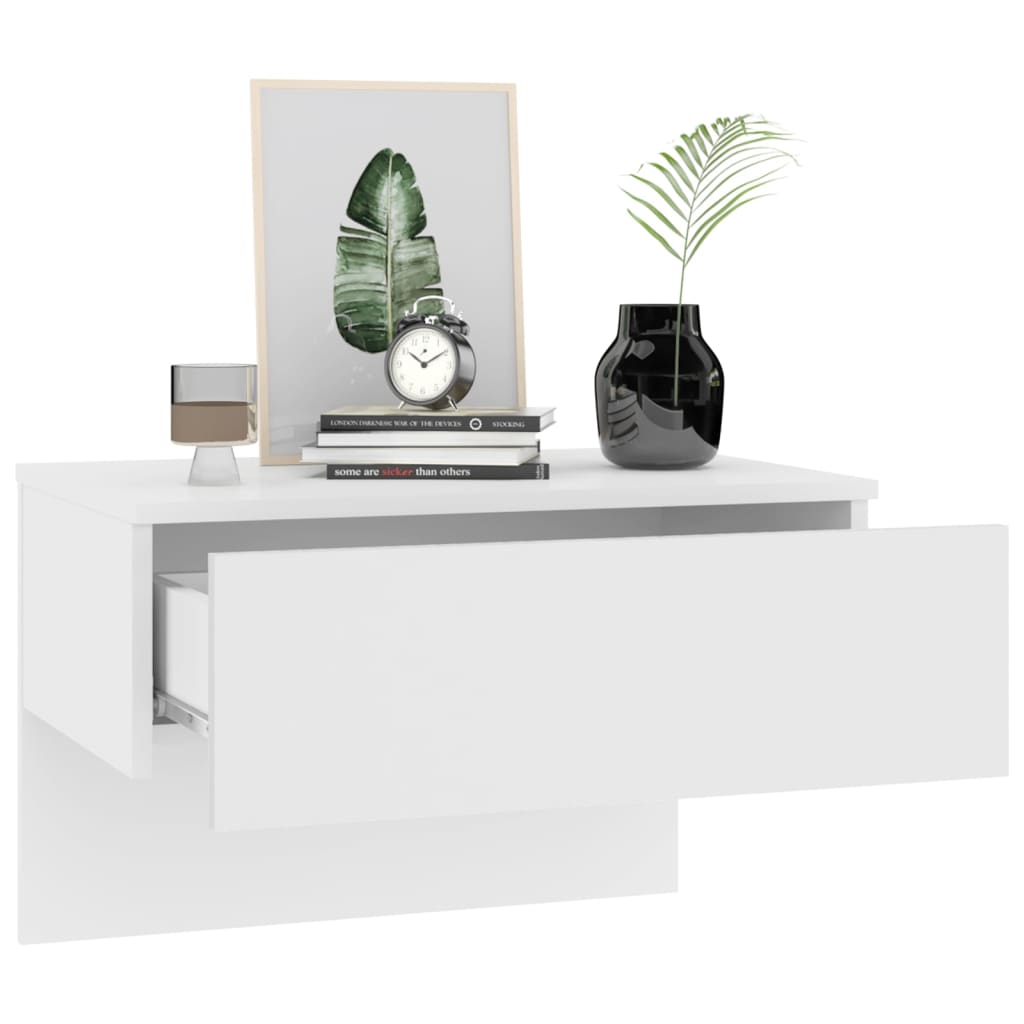 Wall-mounted Bedside Cabinet High Gloss White