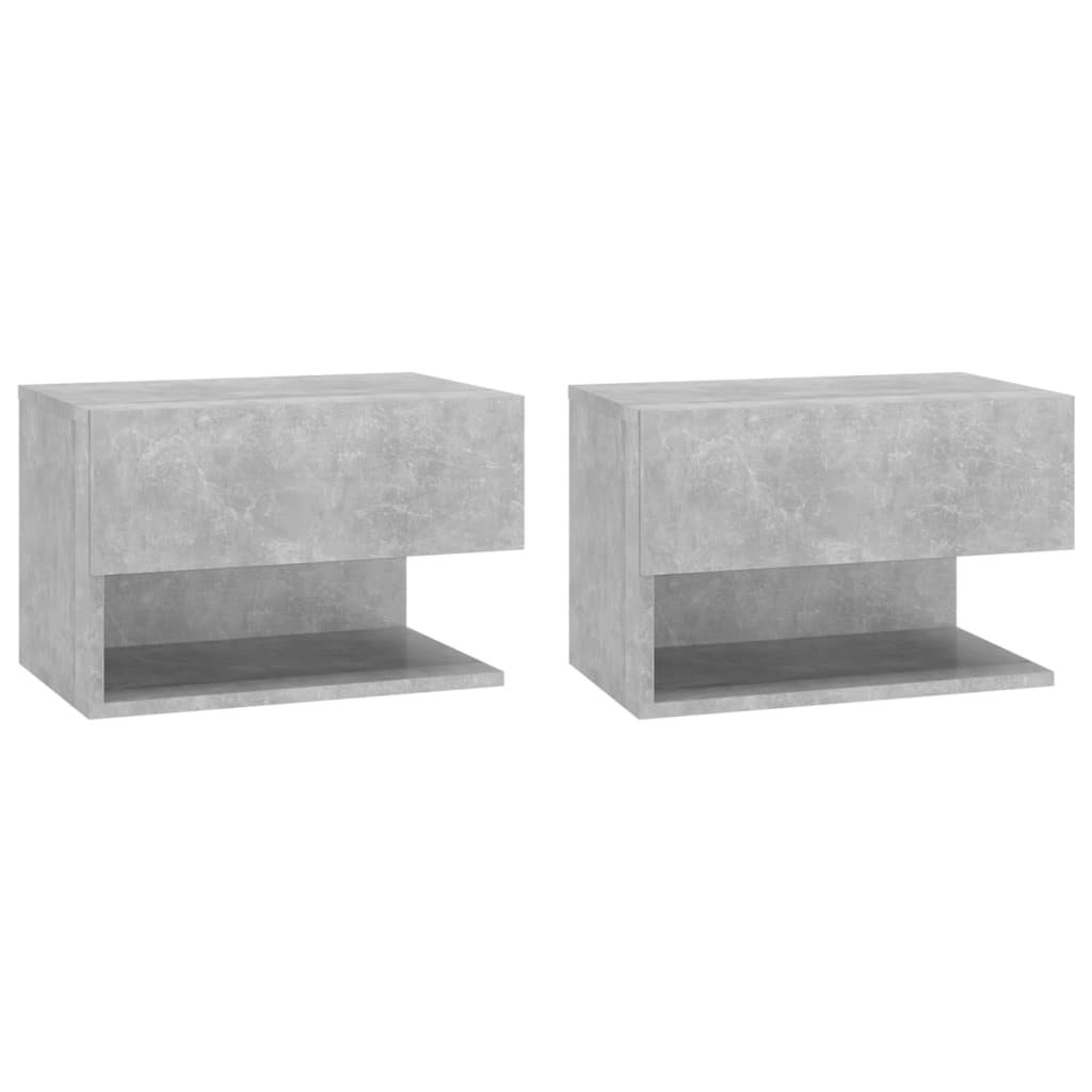 Wall-mounted Bedside Cabinets 2 pcs Concrete Grey