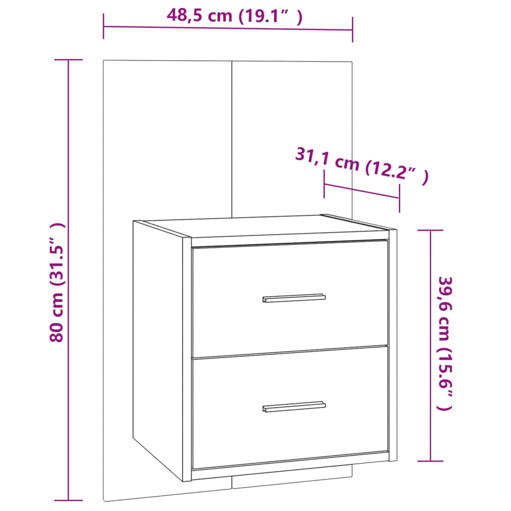 Wall-mounted Bedside Cabinets 2 pcs White