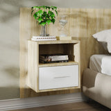 Wall-mounted Bedside Cabinets 2pcs White and Sonoma Oak