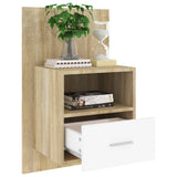 Wall-mounted Bedside Cabinets 2pcs White and Sonoma Oak