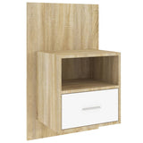 Wall-mounted Bedside Cabinets 2pcs White and Sonoma Oak