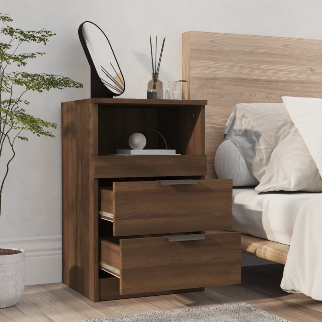 Bedside Cabinets 2 pcs Brown Oak Engineered Wood