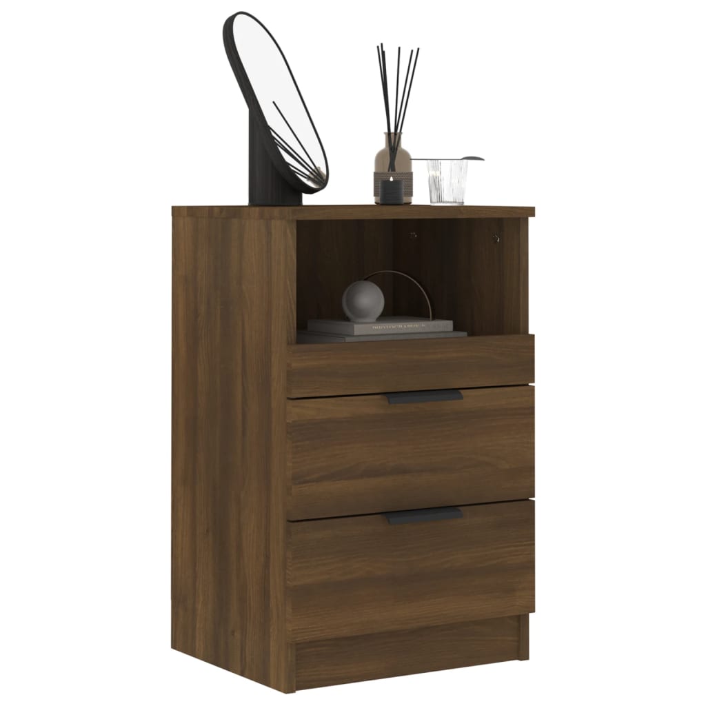 Bedside Cabinets 2 pcs Brown Oak Engineered Wood