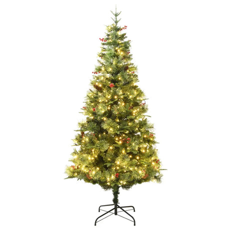 Pre-lit Christmas Tree with Pine Cones Green 195 cm PVC&PE