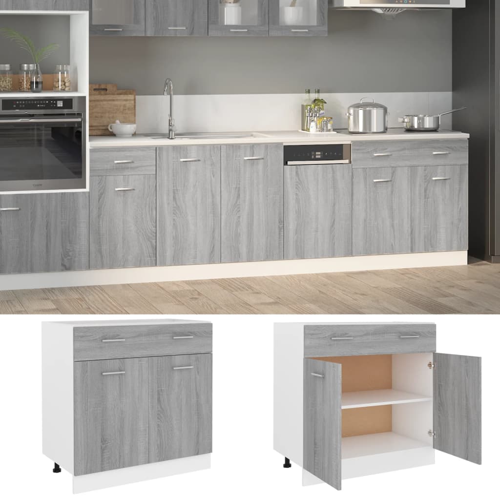 Drawer Bottom Cabinet Lyon Grey Sonoma 80x46x81.5 cm Engineered Wood