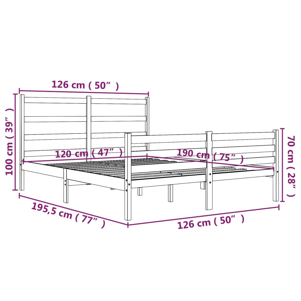 Bed Frame without Mattress Solid Wood Small Double