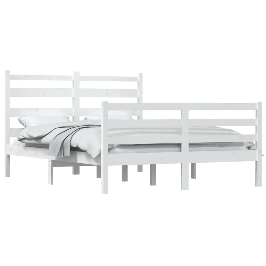 Bed Frame without Mattress Solid Wood Pine 140x200 cm White