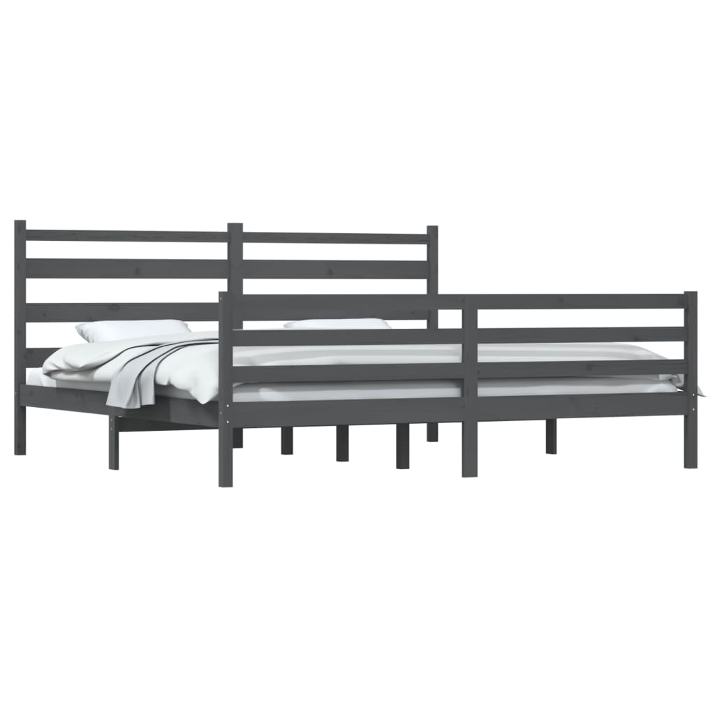 Bed Frame without Mattress Solid Wood Pine 200x200 cm Grey