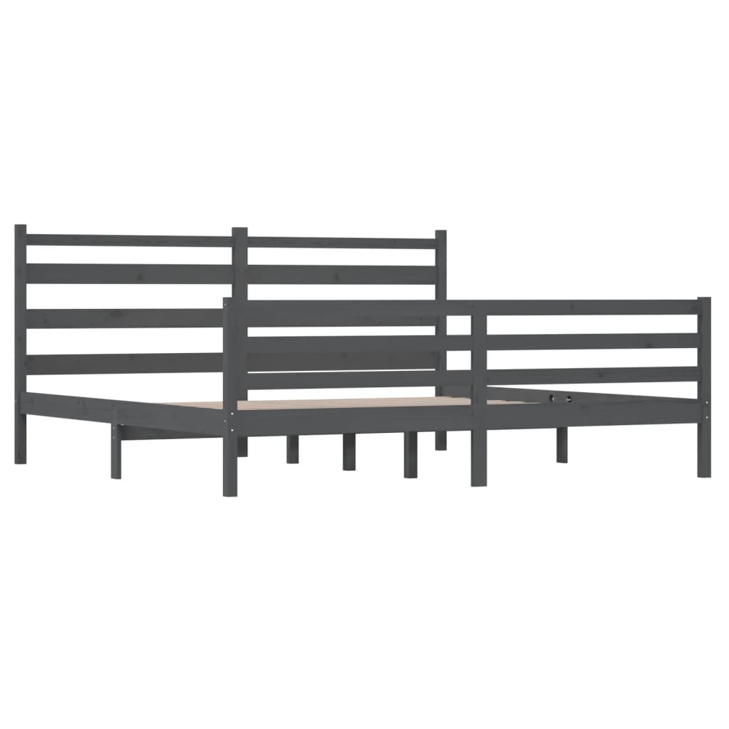 Bed Frame without Mattress Solid Wood Pine 200x200 cm Grey