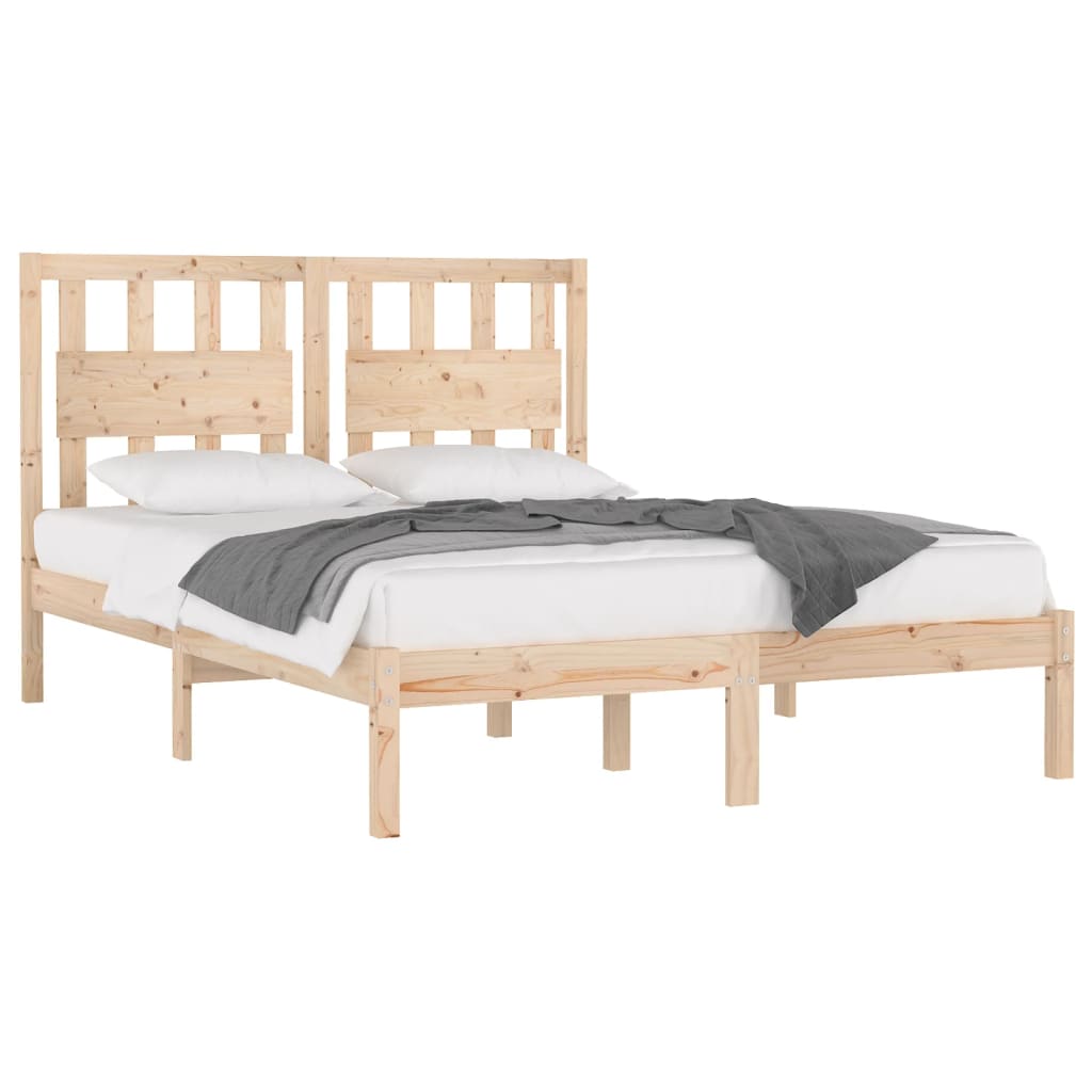 Bed Frame without Mattress Solid Wood Pine King Size