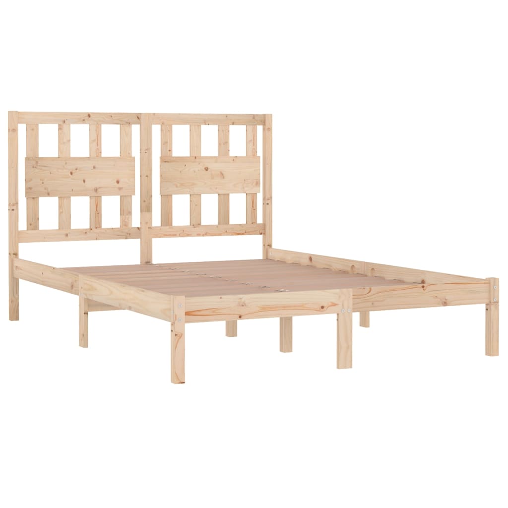 Bed Frame without Mattress Solid Wood Pine King Size