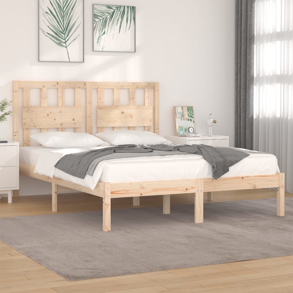 Bed Frame without Mattress Solid Wood Pine King Size