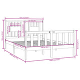 Bed Frame without Mattress 135x190 cm Double Solid Wood